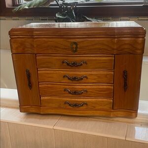 Wooden Jewelry Box with Brass Accents